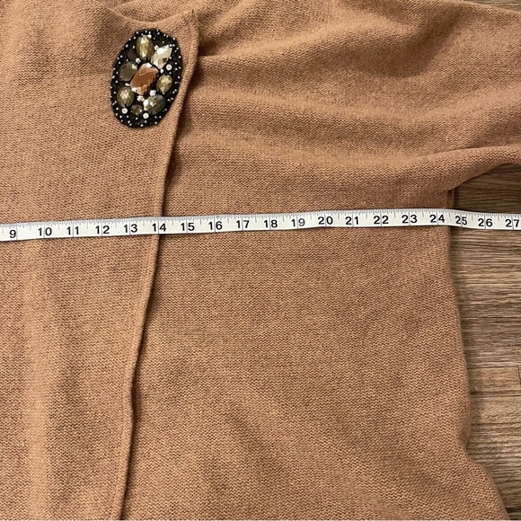 JM Collection Sweater Women’s 2XL Wool Embellished Brown Cardigan Boho Glam Cozy - Picture 8 of 10
